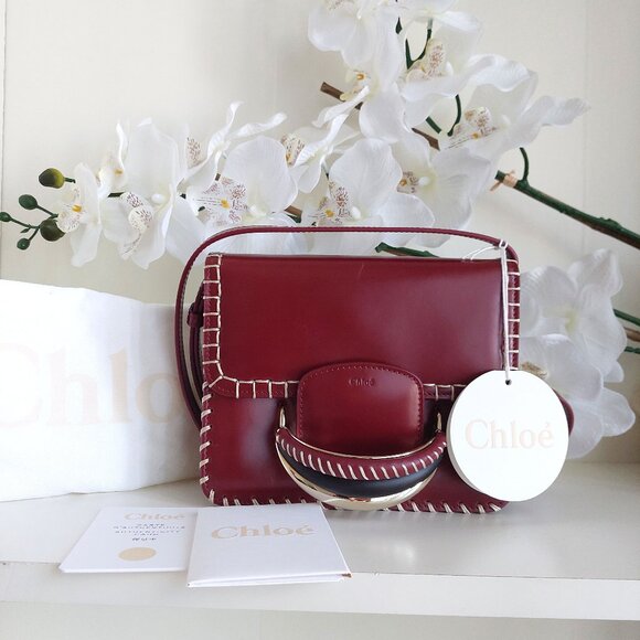 CHLOE Kattie Dark Ruby Red Crossbody Bag - Picture 1 of 17